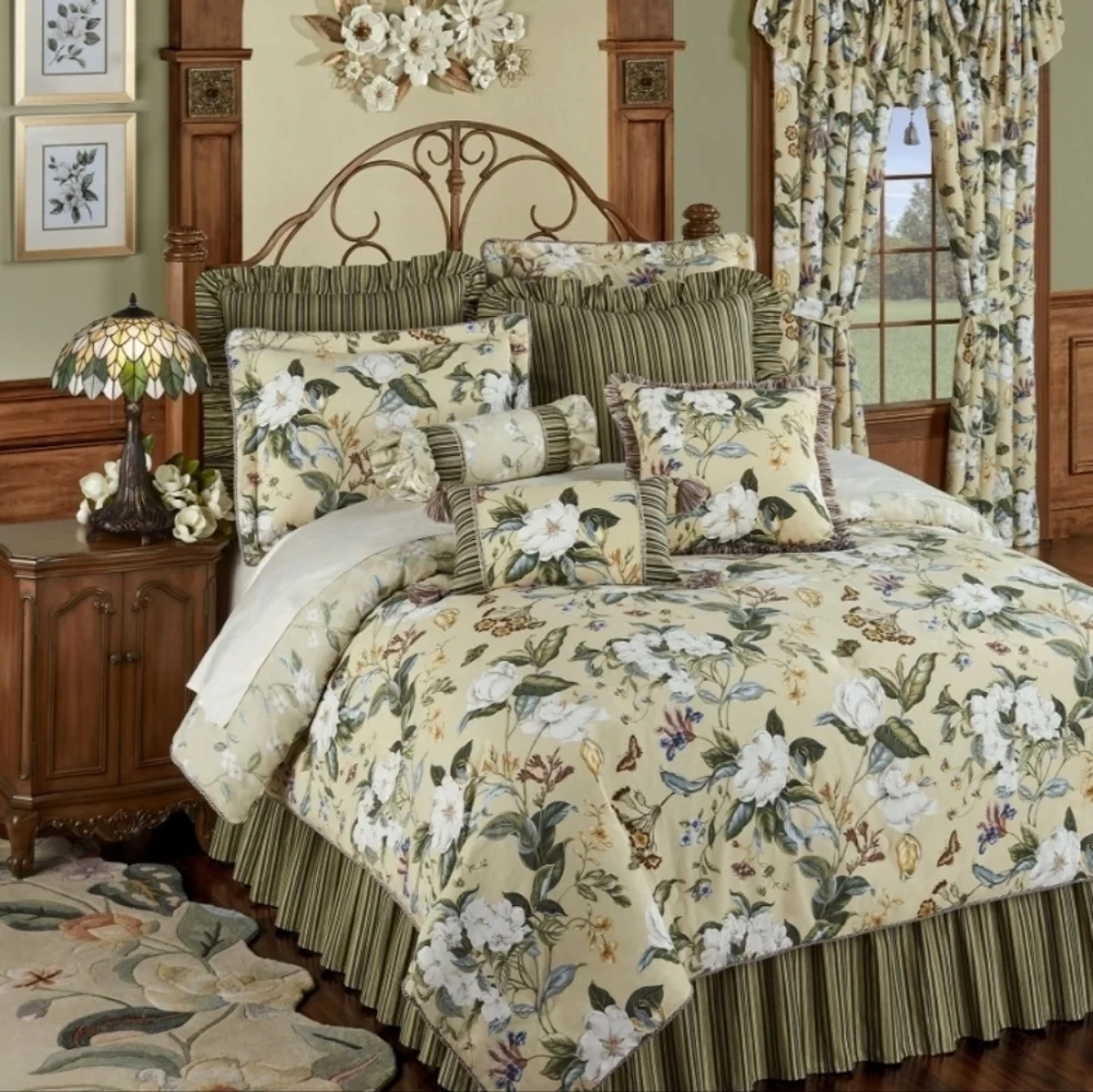 Waverly Williamsburg Garden Images III king floral stripe sham NWOT